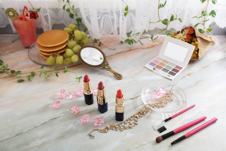 Cosmetic products on the table.の写真素材