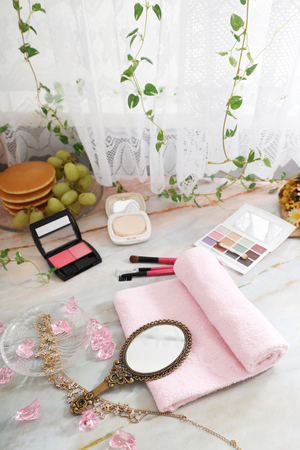 Cosmetic products on the table.の写真素材