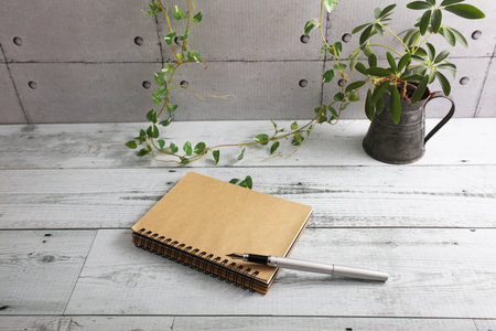 Notebook and pen on the desk