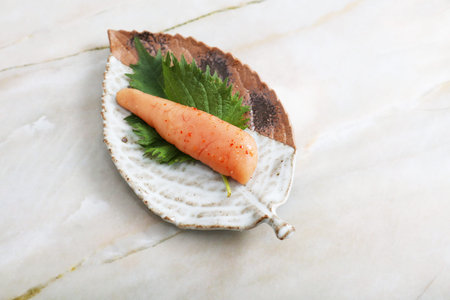 Japanese traditional cuisine seasoned cod roe.