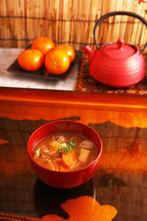 A bowl of miso soupの写真素材