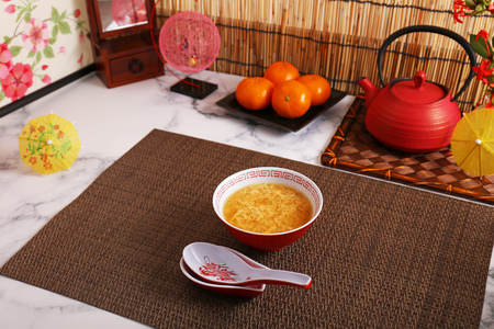 Delicious Chinese egg drop soupの写真素材