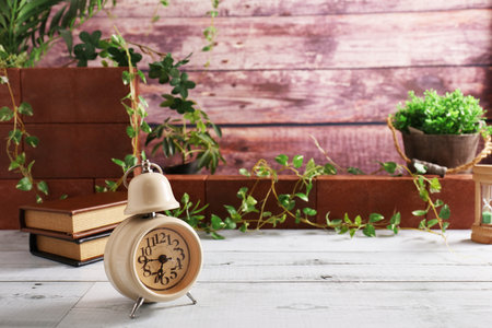 Retro alarm clock on the table
