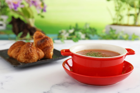 Healthy and tasty breakfast on the tableの写真素材