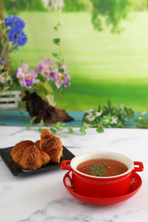 Healthy and tasty breakfast on the tableの写真素材