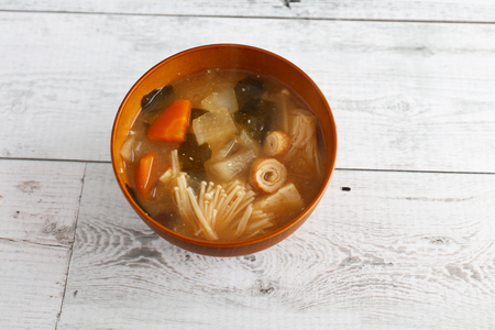 A bowl of miso soupの写真素材