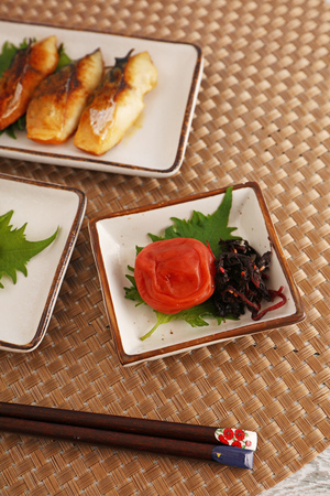Delicious Japanese cuisines on the dining tableの写真素材