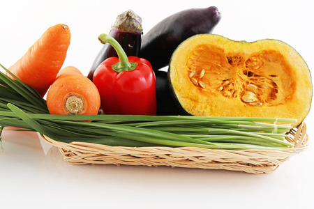 Fresh and healthy vegetables in a basketの写真素材