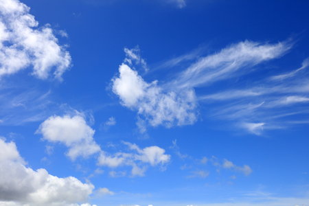 White clouds in the blue skyの写真素材