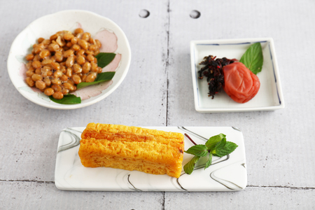 Delicious Japanese cuisines on the dining tableの写真素材