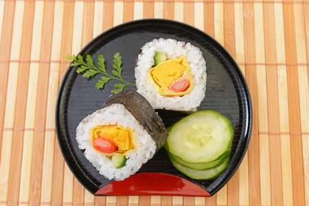 Japanese traditional cuisine sushi rolls.の写真素材