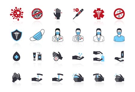 Simple Set of Coronavirus Vector Line Iconsのイラスト素材