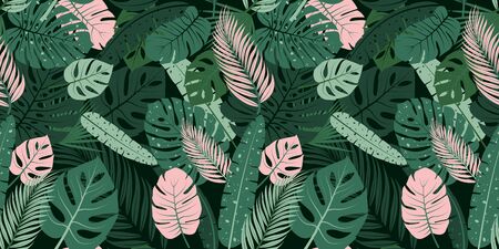 Seamless pattern with tropical leaves. Vector designのイラスト素材