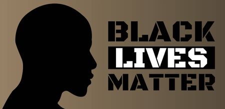Black Lives Matter. Statement. Young African Americans: man. Black citizens are fighting for equality. The social problems of racism. Black flag. Black background 2.のイラスト素材