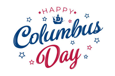USA Columbus Day greeting card with brush stroke background in United States national flag. Vector illustration.のイラスト素材