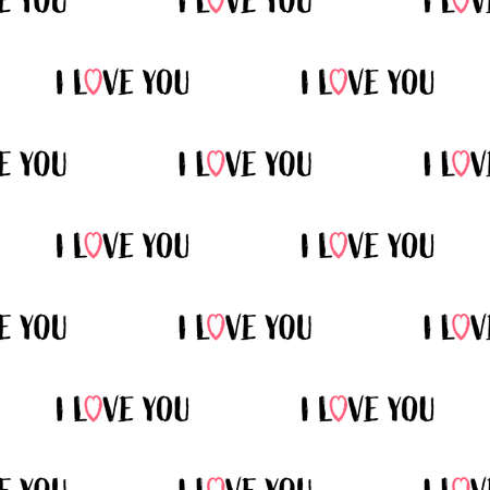 Valentine's day vector seamless pattern of Love text and tiny red hearts on white color background.のイラスト素材