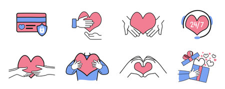Valentine's day vector line icon setのイラスト素材