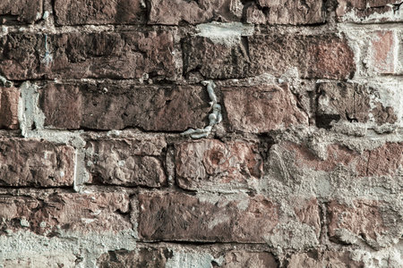 Muddy dirty grunge brown abstract texture wall from bricks, copy space