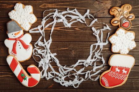 Christmas homemade gingerbread cookiesの写真素材