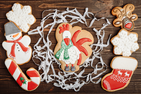 Christmas homemade gingerbread cookiesの写真素材