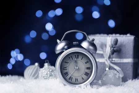 Nearly twelve o'clock, New Year dark festive background, copy spaceの写真素材