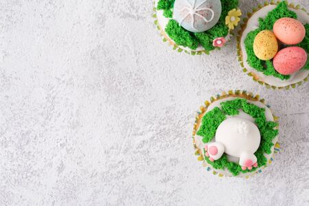 Colorful easter background with cakesの写真素材
