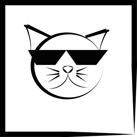 cat with glasses  on white backgroundの写真素材