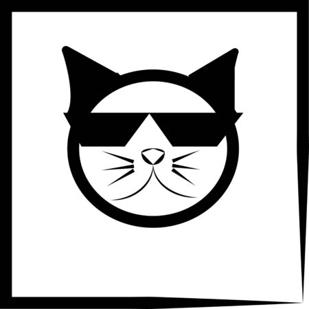 cat with glasses  on white backgroundの写真素材