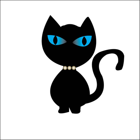 Black cat with blue eyesの写真素材
