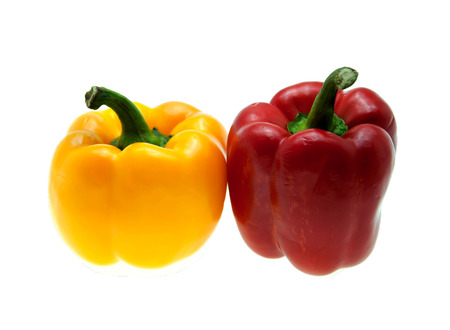 fresh pepper vegetables isolated on white backgroundの写真素材