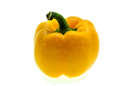 sweet yellow pepper isolated on white backgroundの写真素材