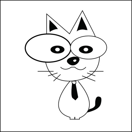 Cute cartoon black cat with big eyes.の写真素材