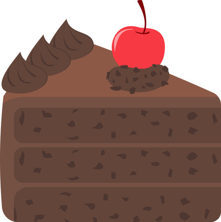 This is an illustration of a delicious chocolate cake with a cherry.のイラスト素材