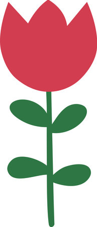 This is an illustration of a red tulip with a white background.のイラスト素材