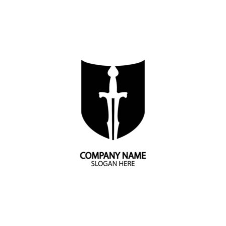 Shield and Sword logo icon design template.Guardian icon.security element.のイラスト素材