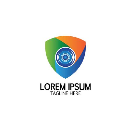 Creative Shield Eye Vision Logo Design Symbol Vector Illustrationのイラスト素材