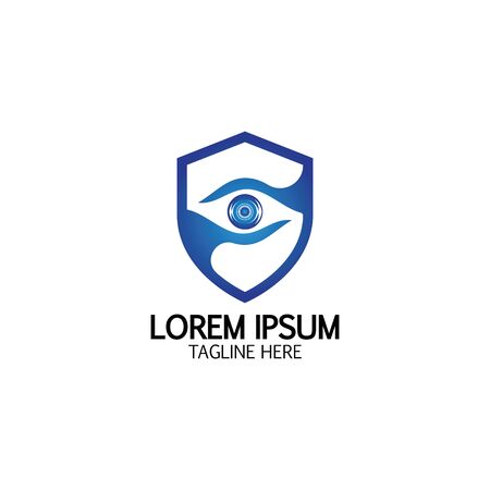Creative Shield Eye Vision Logo Design Symbol Vector Illustrationのイラスト素材