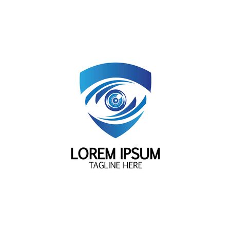 Creative Shield Eye Vision Logo Design Symbol Vector Illustrationのイラスト素材