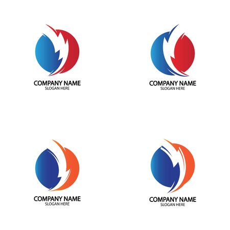 lightning thunderbolt electricity logo design templateのイラスト素材