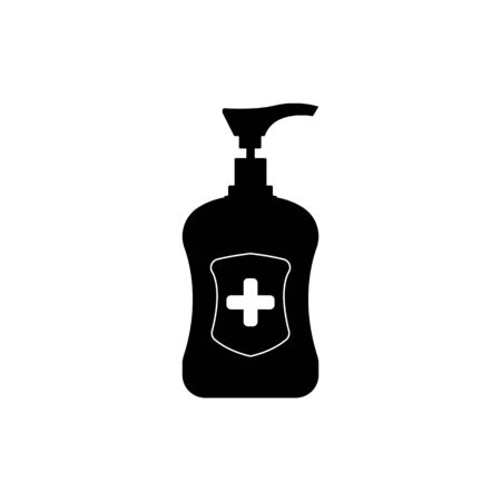 Hand sanitizer bottle icon isolated on white background. Disinfection concept. Washing gel. Alcohol bottle for hygiene.Vector Illustrationのイラスト素材