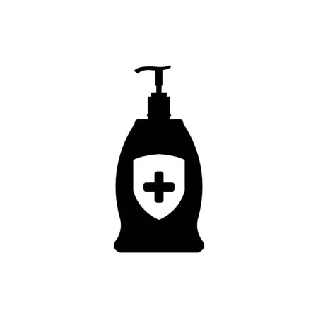 Hand sanitizer bottle icon isolated on white background. Disinfection concept. Washing gel. Alcohol bottle for hygiene.Vector Illustrationのイラスト素材