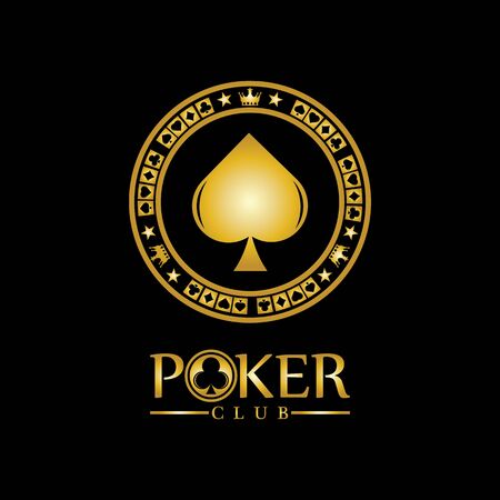 Gold King Poker logo design vector on black background