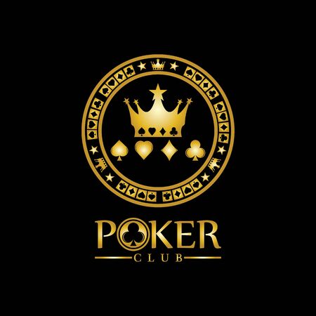Gold King Poker logo design vector on black backgroundのイラスト素材