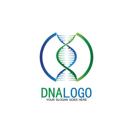 DNA vector logo design template.modern medical logotype.laboratory science icon symbol.colorful pharmacology sign-vectorのイラスト素材