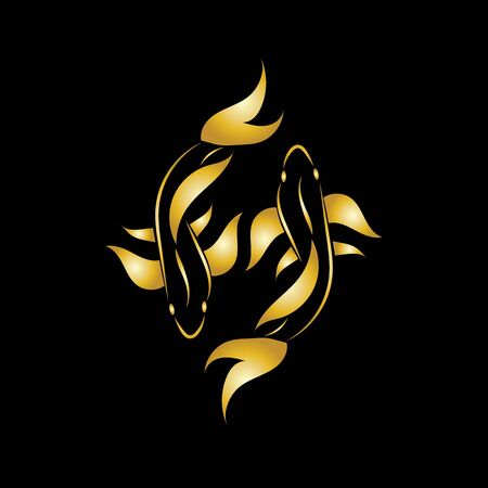gold fish and yin yang  vector icon design templateのイラスト素材