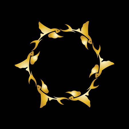 gold flying fish logo vector icon design templateのイラスト素材