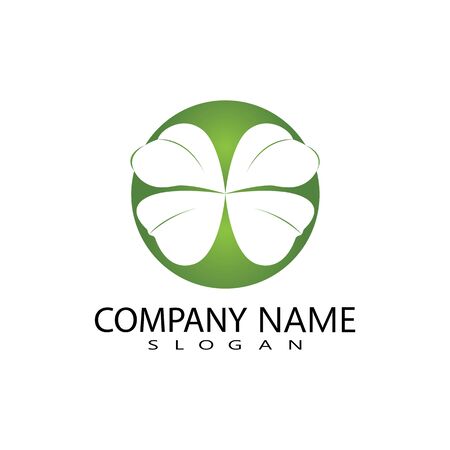 vector design of green clover leaf logo,luck icon flat design illustration-vectorのイラスト素材