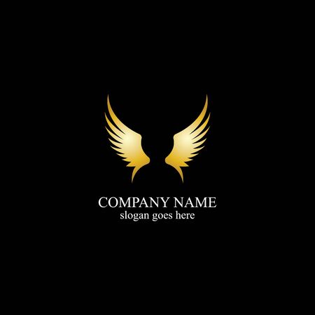 wings gold logo vector illustration template-vectorのイラスト素材