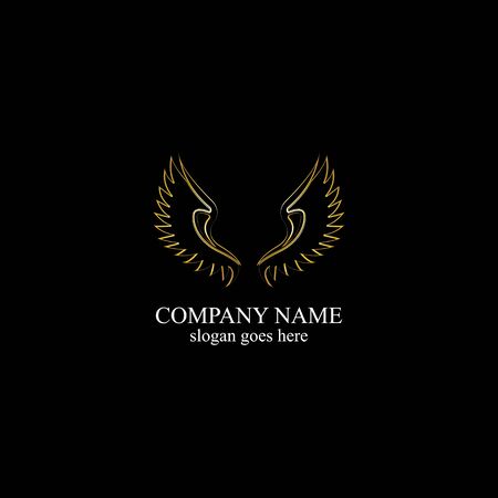 wings gold logo vector illustration template-vectorのイラスト素材