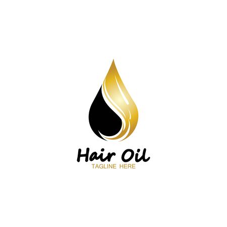 hair oil essential logo with drop oil and hair logo symbol-vectorのイラスト素材